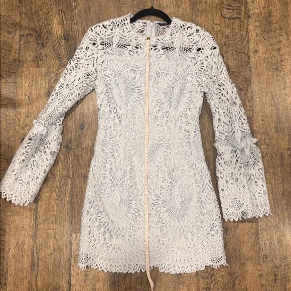 Marciano Light Blue Lace Long Sleeve Dress - Picture 13 of 16
